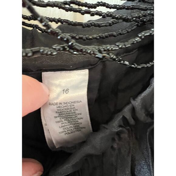 Y2K Villager Liz Claiborne Gypsy Crinkle Maxi Skirt Black 16 - Picture 6 of 8